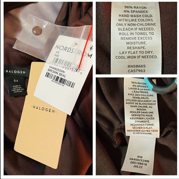 Halogen Cutout Long Sleeve Top Long Sleeve Brown Seal 4X - Picture 8 of 9